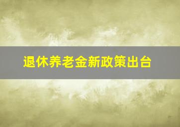 退休养老金新政策出台