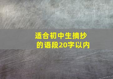 适合初中生摘抄的语段20字以内