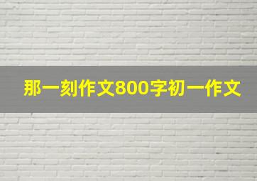 那一刻作文800字初一作文