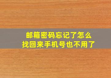 邮箱密码忘记了怎么找回来手机号也不用了