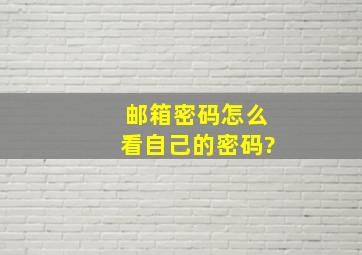 邮箱密码怎么看自己的密码?