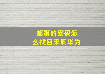 邮箱的密码怎么找回来啊华为