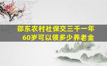 邵东农村社保交三千一年60岁可以领多少养老金