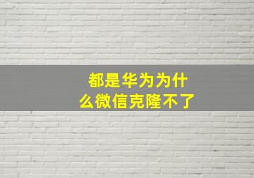 都是华为为什么微信克隆不了