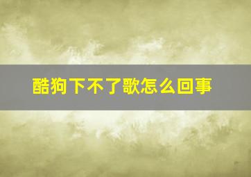 酷狗下不了歌怎么回事