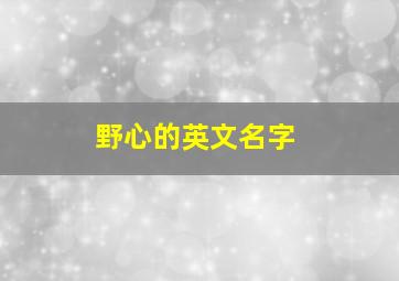 野心的英文名字