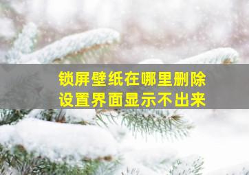 锁屏壁纸在哪里删除设置界面显示不出来