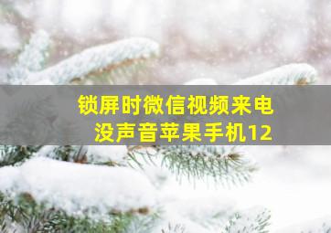 锁屏时微信视频来电没声音苹果手机12