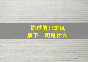 错过的只是风景下一句是什么