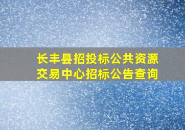 长丰县招投标公共资源交易中心招标公告查询