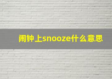 闹钟上snooze什么意思