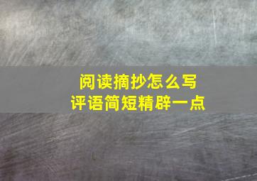 阅读摘抄怎么写评语简短精辟一点