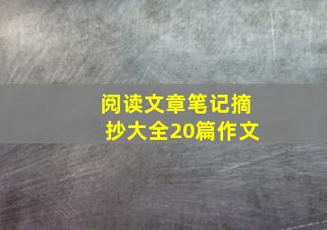 阅读文章笔记摘抄大全20篇作文