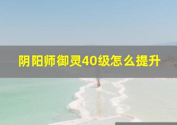 阴阳师御灵40级怎么提升