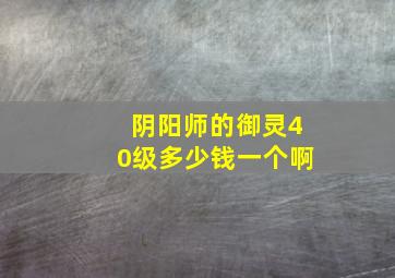 阴阳师的御灵40级多少钱一个啊