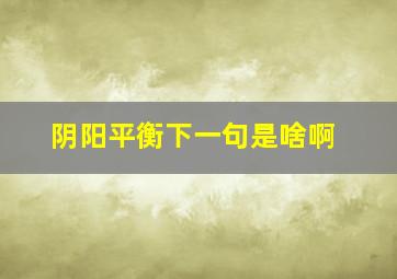 阴阳平衡下一句是啥啊