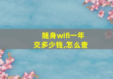 随身wifi一年交多少钱,怎么查