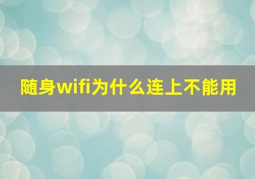 随身wifi为什么连上不能用