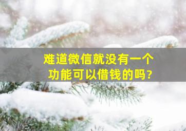 难道微信就没有一个功能可以借钱的吗?