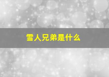 雪人兄弟是什么