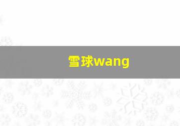 雪球wang