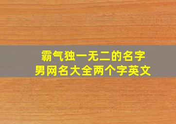 霸气独一无二的名字男网名大全两个字英文