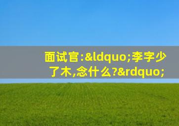 面试官:“李字少了木,念什么?”