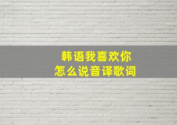 韩语我喜欢你怎么说音译歌词