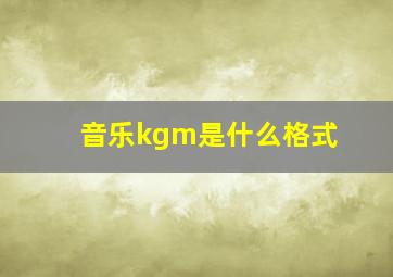 音乐kgm是什么格式