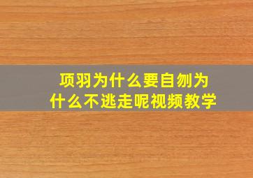 项羽为什么要自刎为什么不逃走呢视频教学