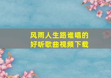 风雨人生路谁唱的好听歌曲视频下载