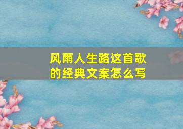 风雨人生路这首歌的经典文案怎么写