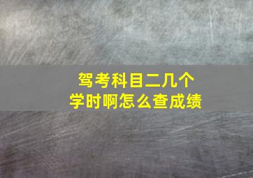 驾考科目二几个学时啊怎么查成绩