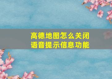 高德地图怎么关闭语音提示信息功能