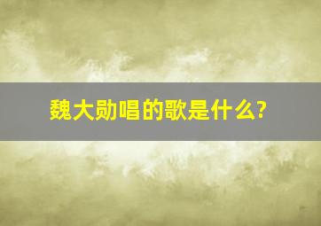 魏大勋唱的歌是什么?