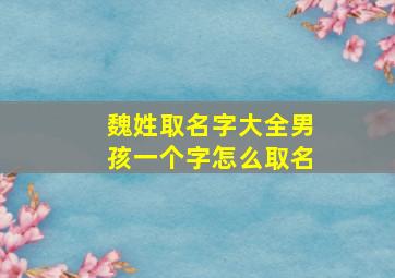 魏姓取名字大全男孩一个字怎么取名