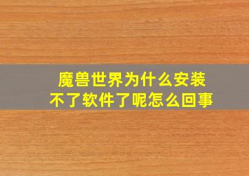 魔兽世界为什么安装不了软件了呢怎么回事