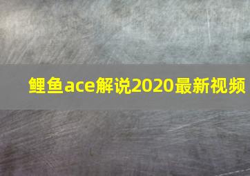 鲤鱼ace解说2020最新视频