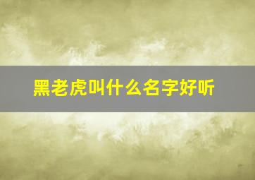 黑老虎叫什么名字好听