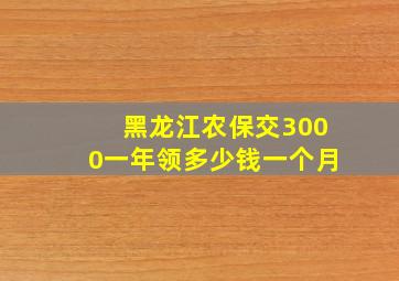 黑龙江农保交3000一年领多少钱一个月