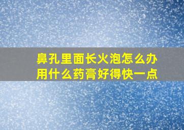 鼻孔里面长火泡怎么办用什么药膏好得快一点