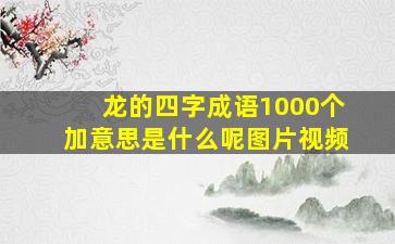 龙的四字成语1000个加意思是什么呢图片视频