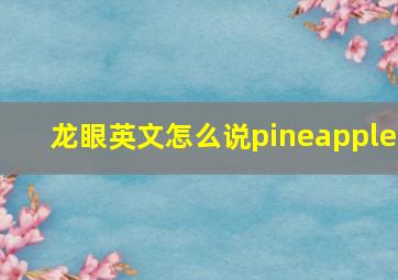 龙眼英文怎么说pineapple