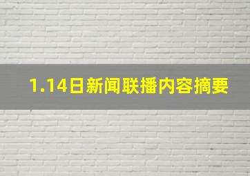 1.14日新闻联播内容摘要