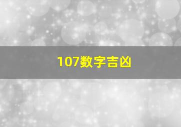 107数字吉凶