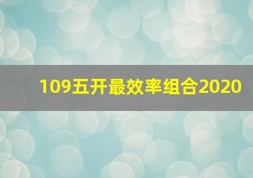 109五开最效率组合2020