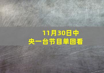 11月30日中央一台节目单回看