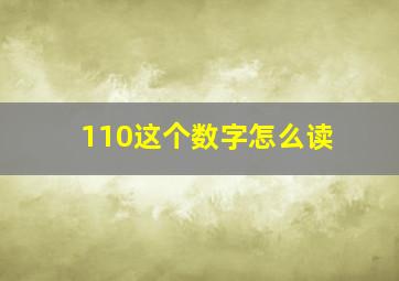 110这个数字怎么读