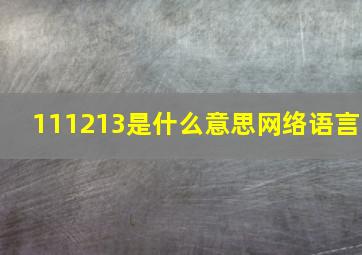 111213是什么意思网络语言