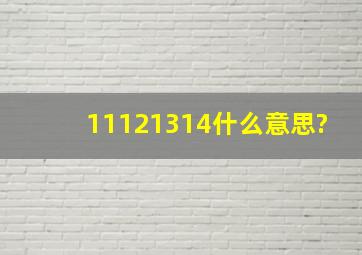 11121314什么意思?